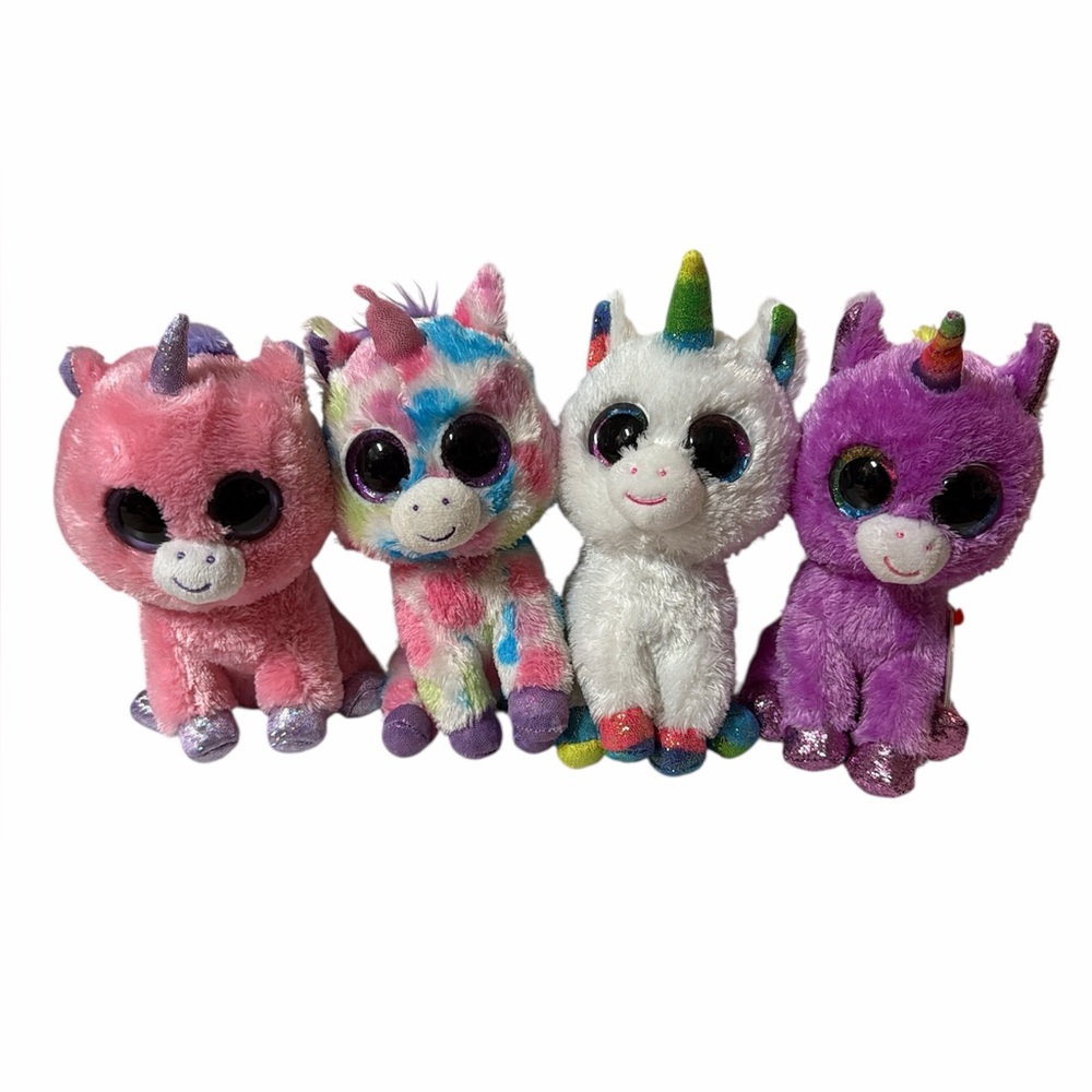 Ty Beanie Boo Unicorn Plush Bundle Stuffed Animal Magic Wishful Pixy Rosette Toy